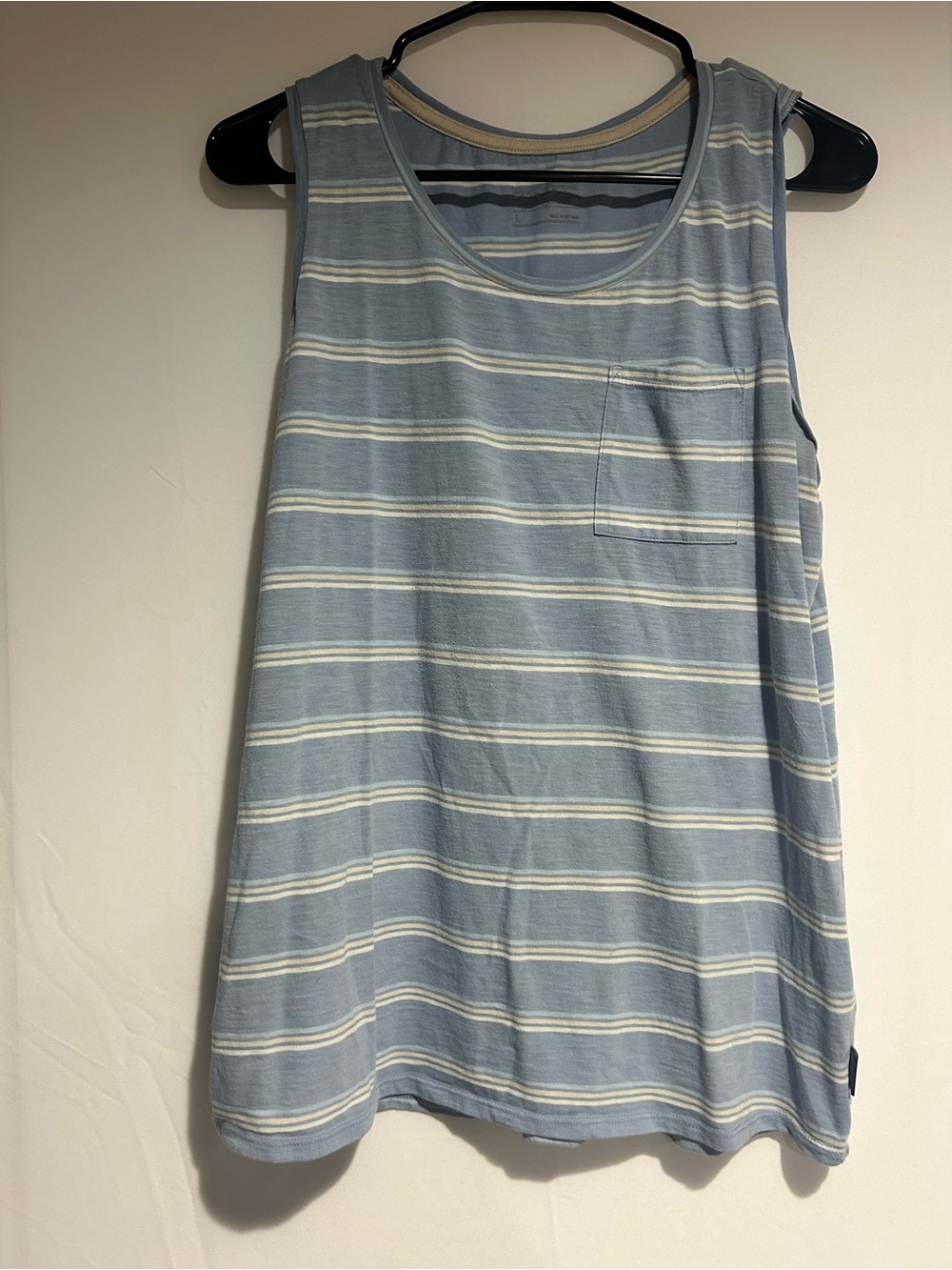 Patagonia Light Blue and Cream Striped Tank Top